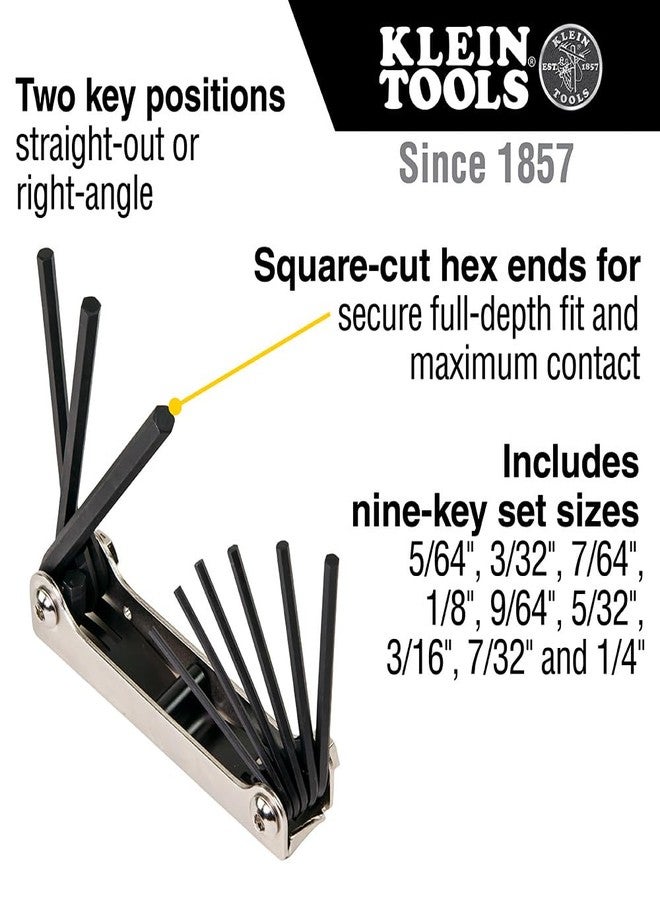 Klein Tools 70591 Folding Hex Key Set, 9-Key, SAE Sizes - Image 2