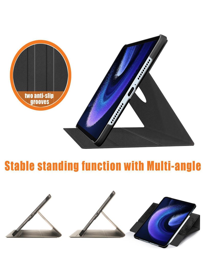 جراب لهاتف Xiaomi mi Pad 6 / 6pro 11 بوصة ، زوايا مشاهدة متعددة ، غطاء ذكي من جلد البولي يوريثان متعدد الوظائف مع ميزة إيقاظ النوم التلقائي ، جراب قلاب نحيف لهاتف Xiaomi Pad 6 / 6pro ، أسود - Image 3