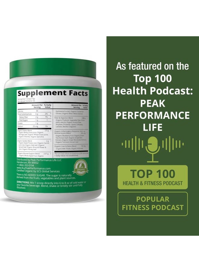 Peak Performance Organic Greens Unsweetened Superfood Powder. Unflavored Green Juice Vegan Super Food with 25+ All Natural Ingredients for Max Energy and Detox. Spirulina, Spinach, Kale, Probiotics - Image 5