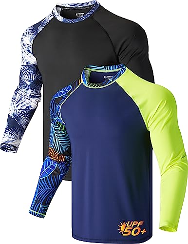 Liberty Pro 2 Pack Men’s Rash Guard Long Sleeve Swim Shirts UPF 50+ Sun Protection – Quick Dry Lightweight UV Fishing Surf Shirt (Set 1, Medium) - Image 1