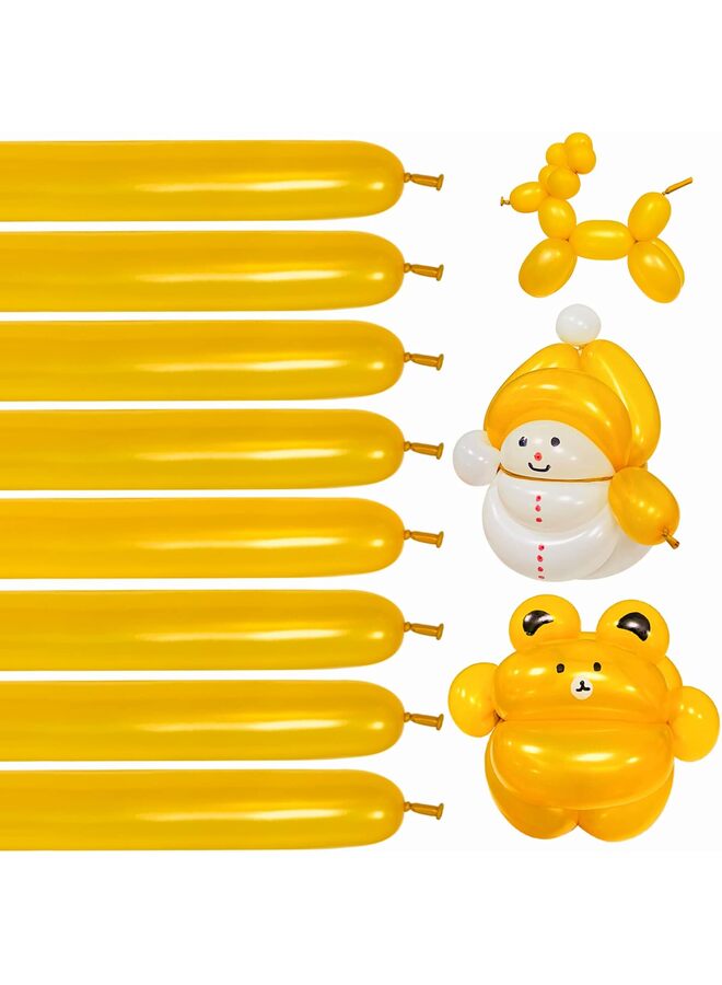 يُسلِّم 100 قطعة من البالونات الذهبية الطويلة الرفيعة المصنوعة من اللاتكس لبالونات الحيوانات، بالونات عالية الجودة للمبتدئين في صنع البالونات وديكورات حفلات الكرنفال