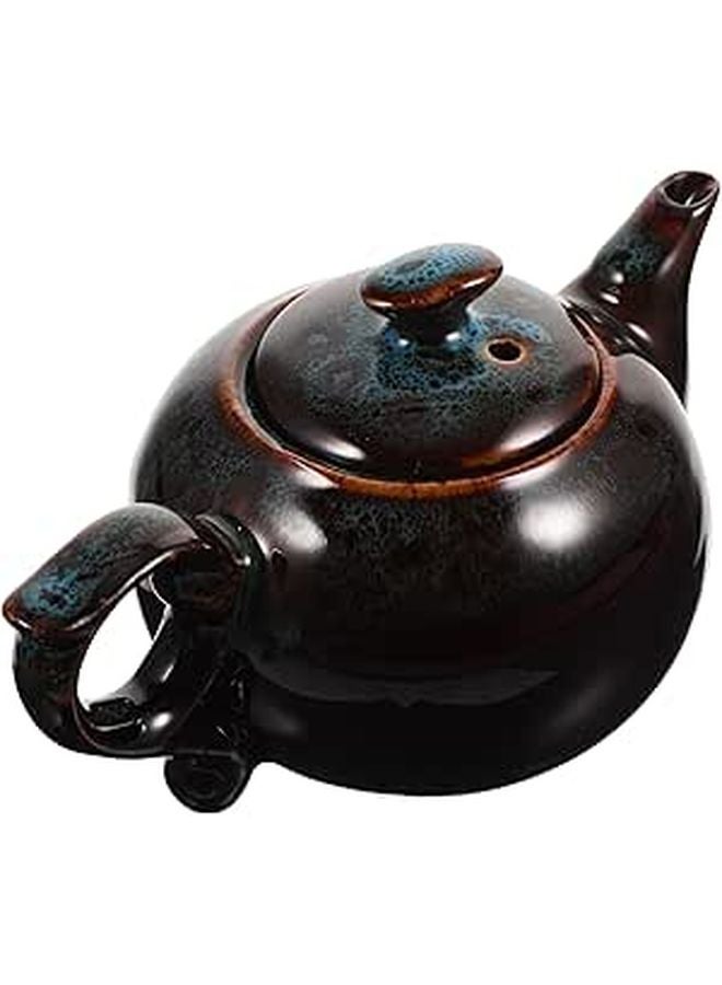 Blue Ceramic Gongfu Teapot with Side Handle Heat Resistant Porcelain for Loose Leaf Tea Brewing - Image 1