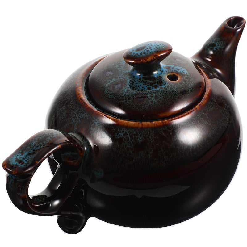 Blue Ceramic Gongfu Teapot with Side Handle Heat Resistant Porcelain for Loose Leaf Tea Brewing - Image 2