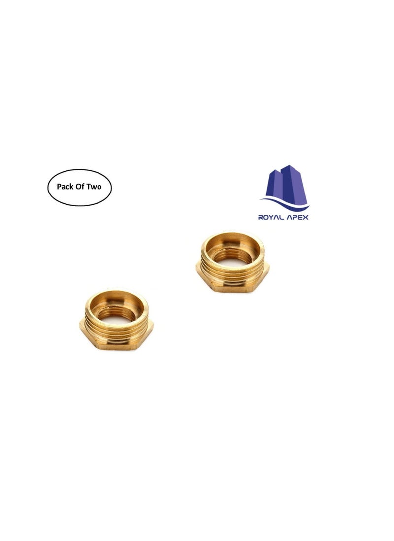 Generic Pack of 2 Brass Reducer BSP Male Thread to BSP Female Thread Reducing Bush Hex Reducer Bushing Hose Pipe Fitting Connector Adapter (1/2''X1/4'')  - Image 2