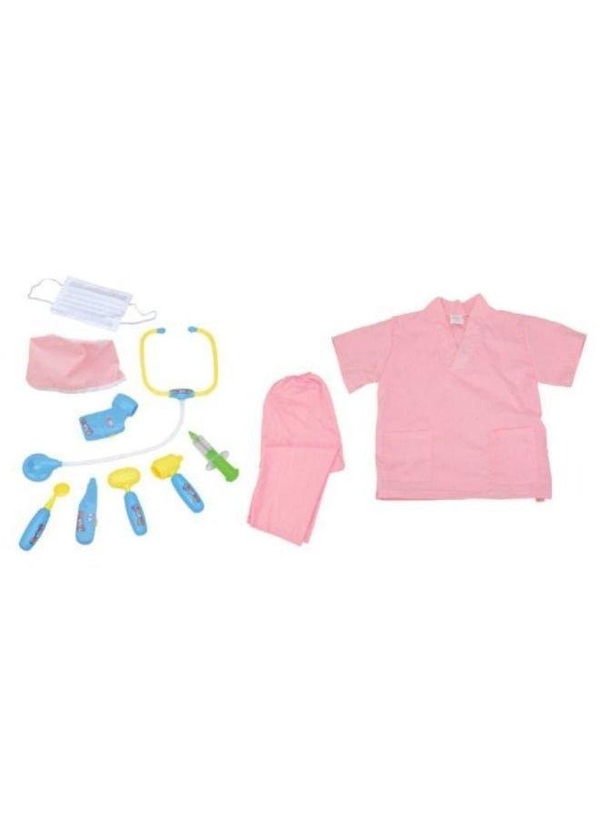 Generic - B&K Baby 9PCS Kids Nurse Costume for Kids Girls Role Play Set Dress Up Hospital Costumes Set (PINK) - Image 1