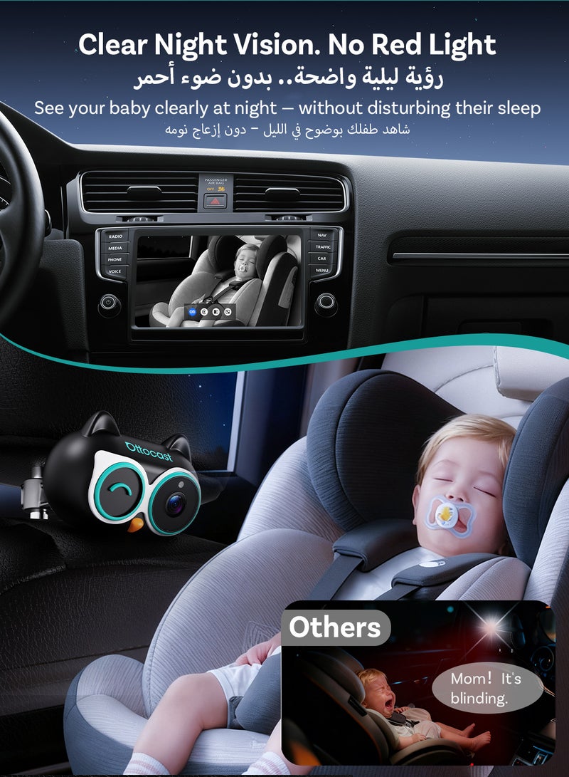 OTTOCAST Cabin Care Wireless Car Adapter with Baby Car Camera,1080P HD Rear Seat Baby Monitor, Split Screen Navigation, Plug-and-Play,for Parents & Pet Owners - Image 5
