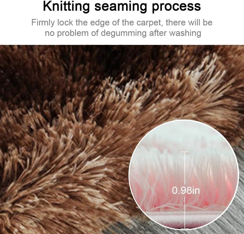 ويوبلز سجادة دائرية ناعمة ملونة ذات وبر كثيف، مناسبة لغرف معيشة وغرف نوم الأطفال والفتيات، سجادة متعددة الألوان (دائرية) (أزرق داكن · 100*100) - Image 3