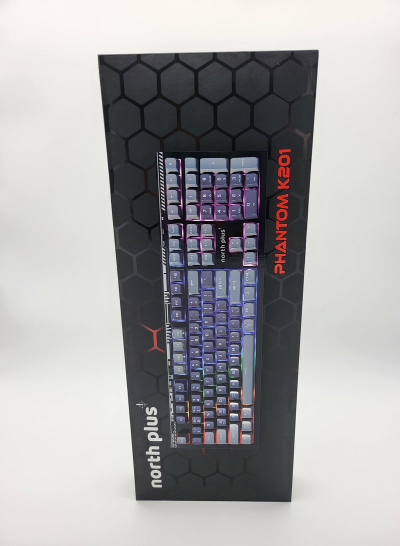 North Plus PHANTOM K201 Wireless Membrane Gaming Keyboard with RGB Light, 2.4G+Bluetooth+USB Type-C, 2000mAh Battery, Ergonomic Design, 10 Million Key Life, ABS and Iron Plate Construction