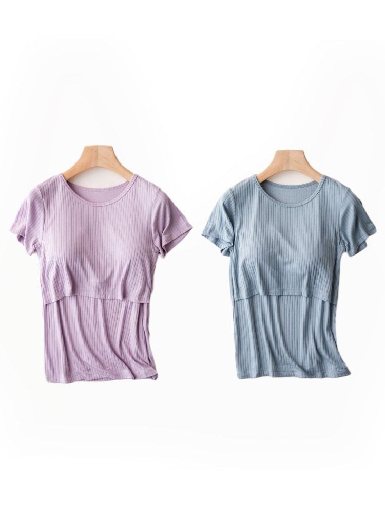 2-PACK Maternity And Postpartum Nursing Home Clothes Nursing Tops - Image 1