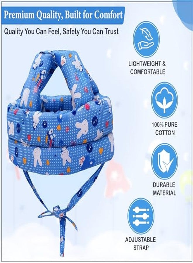GLUN® Baby Safety Helmet 1 Piece with Baby Knee Pads 2 Set Combo, Blue Colour Lightweight & Breathable Safety Accessories for Growing Babies 6-12 Months - Image 4