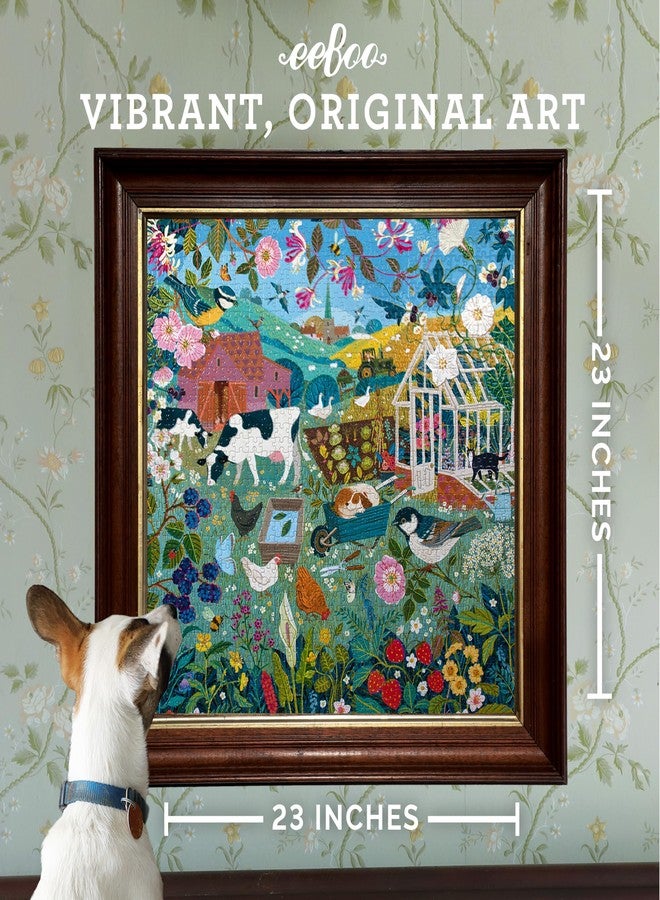 eeBoo English Cottage Hedgerows 1000 Piece Square Jigsaw Puzzle, 23" x 23" - Image 3