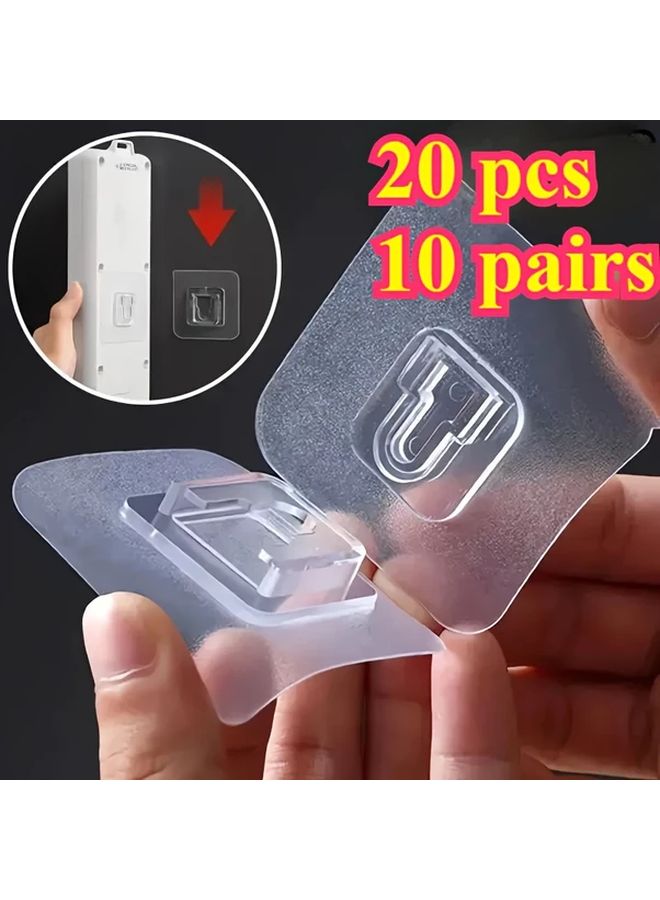 20 Pcs Transparent Adhesive Hooks Heavy Duty Waterproof Damage Free Hanging For Bathroom Kitchen Tiles Glass Mirrors - Image 5