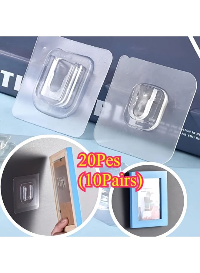 20 Pcs Transparent Adhesive Hooks Heavy Duty Waterproof Damage Free Hanging For Bathroom Kitchen Tiles Glass Mirrors - Image 2