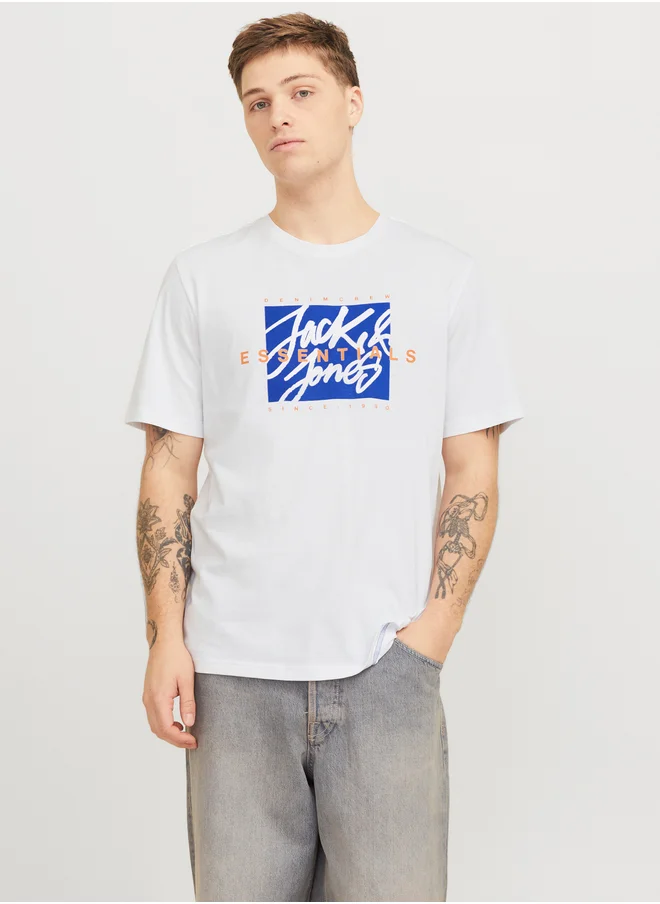 جاك اند جونز Graphic Print Crew Neck T-Shirt
