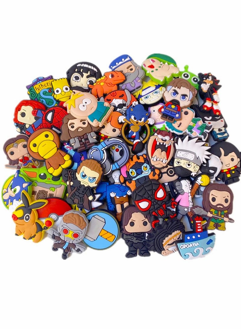 Excefore Shoe Decoration Charms, 50 Pcs Random Different Charm for Crocs Shoe, Buckle Party Favors ​Mini Charm Bracelet Wristband for Men Women Kid - Image 1