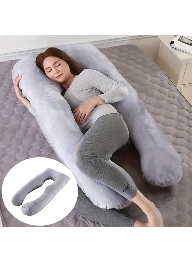 U Shaped Portable Travel Pillow Light Gray Compact Foldable Soft Microfiber Neck Support - Image 3