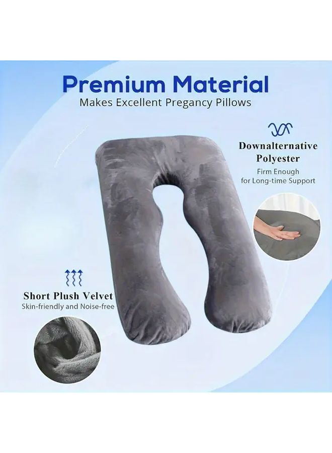 U Shaped Portable Travel Pillow Light Gray Compact Foldable Soft Microfiber Neck Support - Image 5