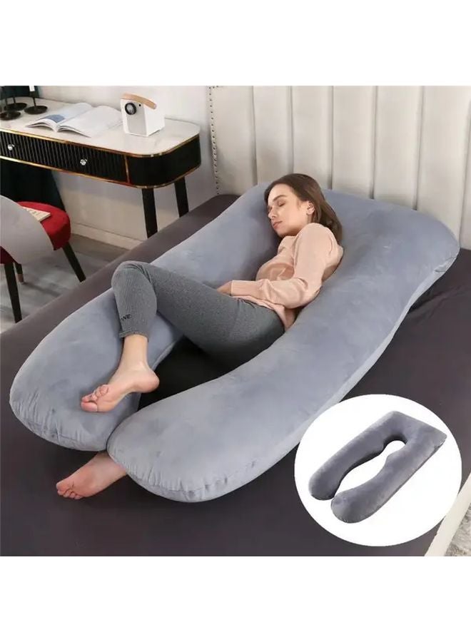 U Shaped Portable Travel Pillow Light Gray Compact Foldable Soft Microfiber Neck Support - Image 2