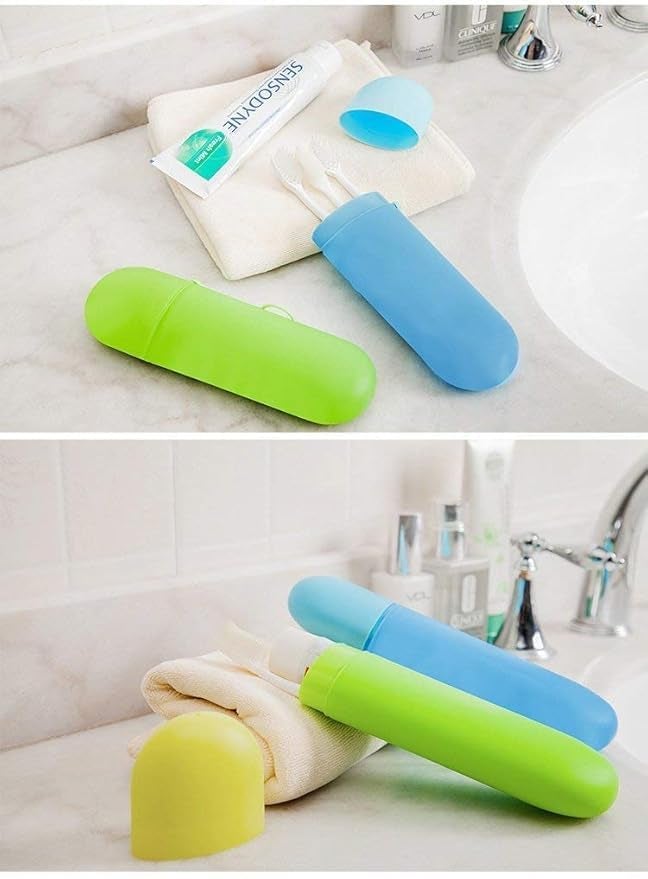 Prostuff.in Plastic ® 2 Pcs Store Portable Toothbrush, Tongue Cleaner Holder Case Traveling, Outdoor, Use to Storage & Carry Case Storage Box Cover Organizer Multicolor - Image 3