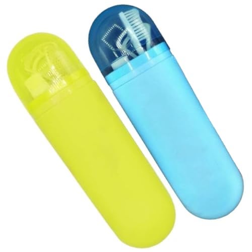 Prostuff.in Plastic ® 2 Pcs Store Portable Toothbrush, Tongue Cleaner Holder Case Traveling, Outdoor, Use to Storage & Carry Case Storage Box Cover Organizer Multicolor - Image 1
