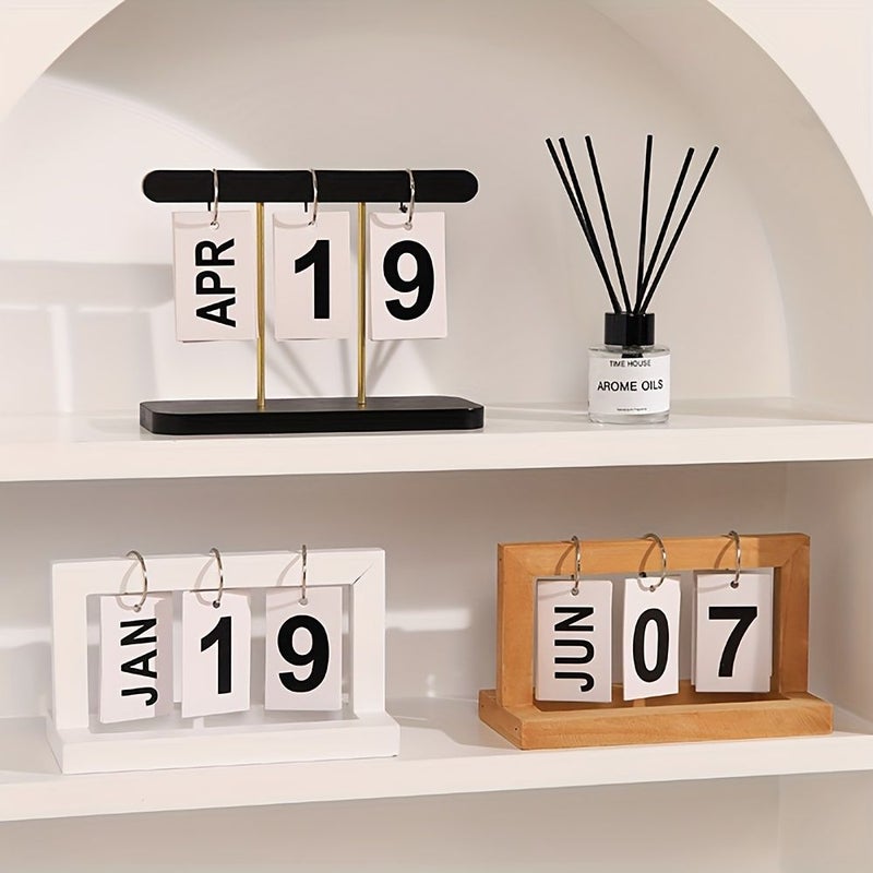 Elegant Wood Desk Calendar Daily View Office And Home Decor English Arabic Languages Wood Color - Image 4