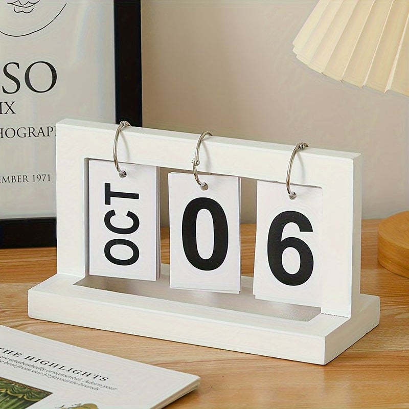 Elegant Wood Desk Calendar Daily View Office And Home Decor English Arabic Languages Wood Color - Image 2