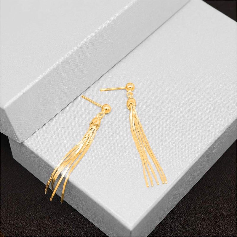 Savlano 925 Sterling Silver White Yellow & Rose Color Dangle Drop Tassel Threader Stud Women Earrings (Yellow) - Image 5