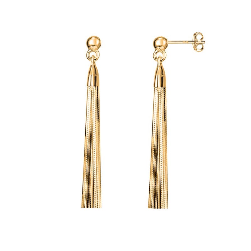 Savlano 925 Sterling Silver White Yellow & Rose Color Dangle Drop Tassel Threader Stud Women Earrings (Yellow) - Image 1