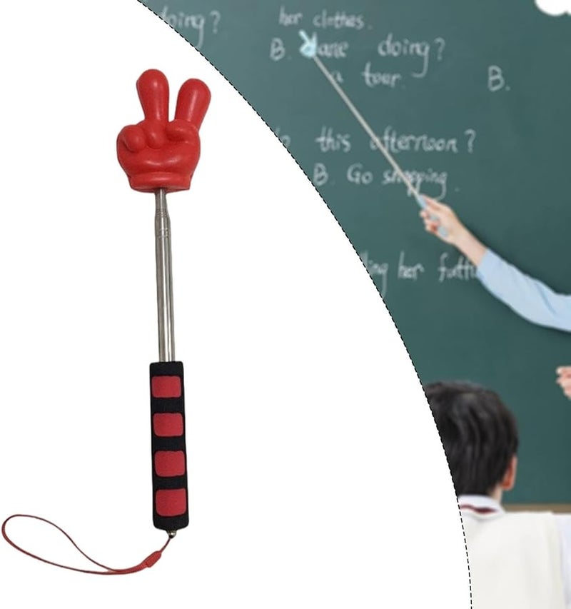 Red Victory Gesture Retractable Teacher Pointer For Classroom Conference Presentation - Image 2