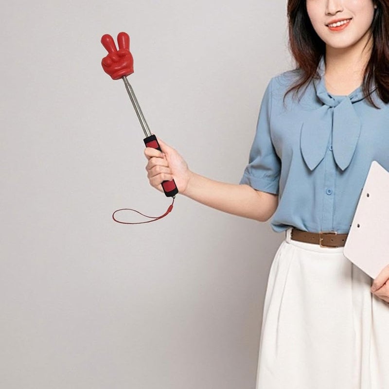 Red Victory Gesture Retractable Teacher Pointer For Classroom Conference Presentation - Image 1