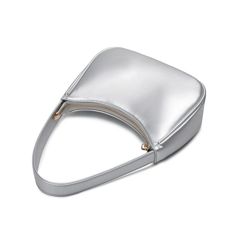CYHTWSDJ Shoulder Bags for Women, Cute Hobo Tote Handbag Mini Clutch Purse with Zipper Closure (Silver White 1) - Image 5