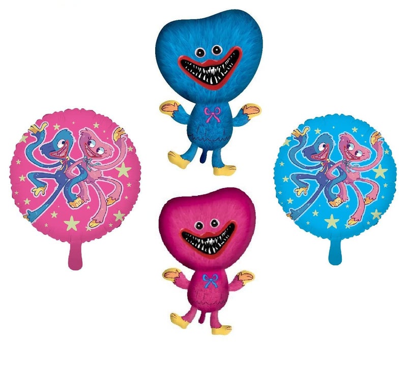 Moira Huggy Wuggy Kissy Missy Theme Foil Balloons Party Decorations 4 Pcs Set|Multicolor - Image 5