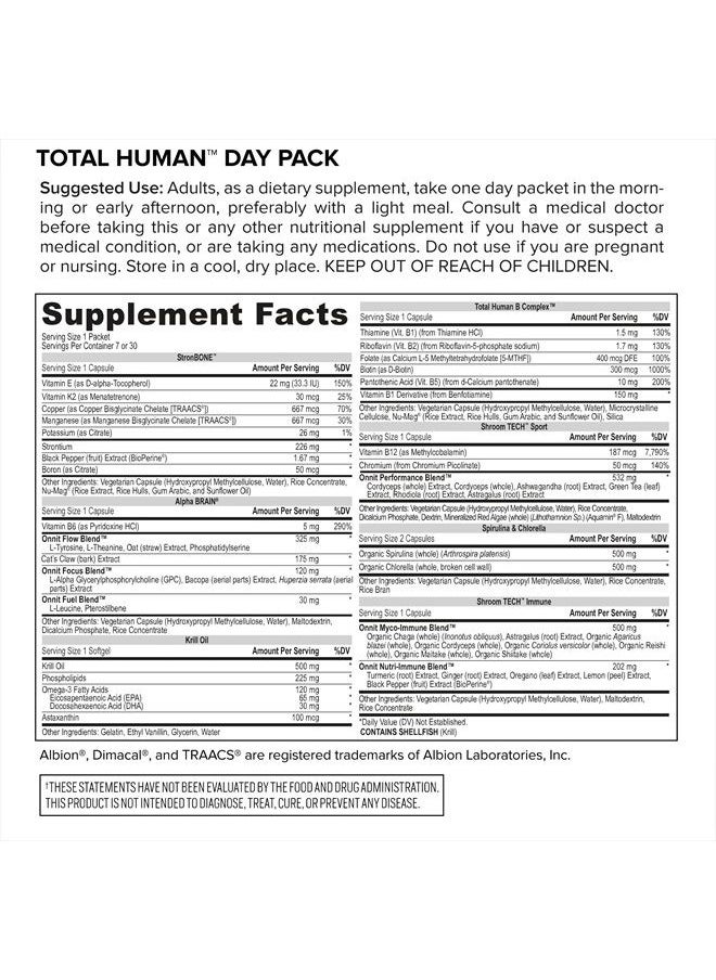Onnit - Total Human Day and Night Vitamin Packs for Men and Women,Capsule, 30-Day Supply - Adult Multivitamin - Image 1