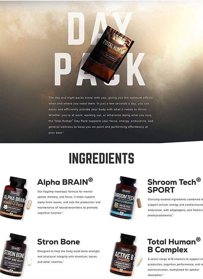 Onnit - Total Human Day and Night Vitamin Packs for Men and Women,Capsule, 30-Day Supply - Adult Multivitamin - Image 1