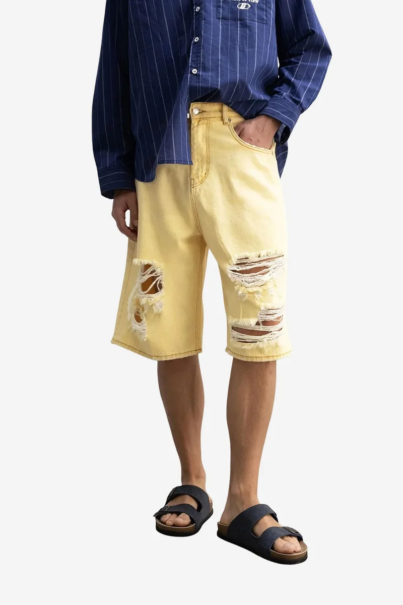 GIESTO Destroyed Denim Shorts