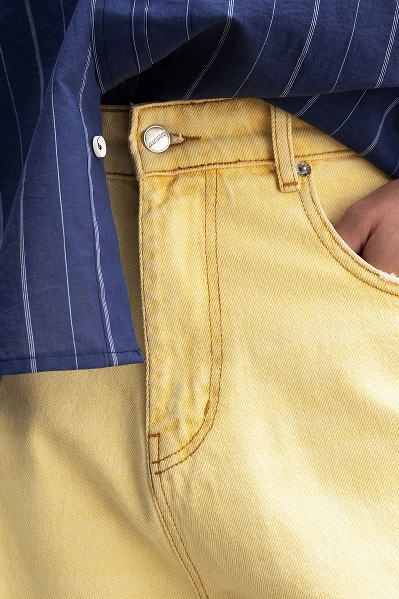Giesto Amber Yellow GIESTO Destroyed Denim Shorts for Men | Best Price UAE