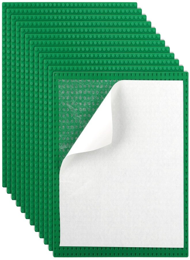 ZEAYEA 12 Pack Peel and Stick Baseplates, 10" x 10" Self Adhesive Building Base, Compatible with Most Standard Bricks, Building Brick Plates for Activity Tables, Green - Image 1