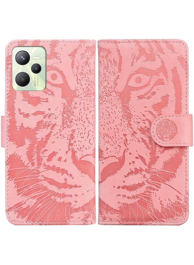 The Bros Case For OPPO Realme C35 Tiger Embossing Pattern Leather Phone Case