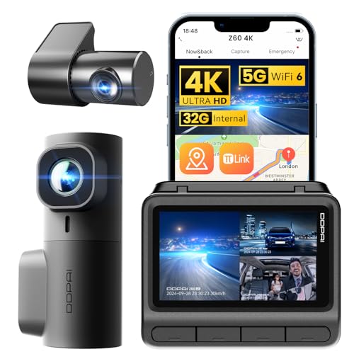 DDPAI 3 Channel Dash Cam Front and Rear, 4K+2K+1080P Triple Dashcam for Cars with Dual 32G eMMC Storage Car Camera Dashcam, GPS,WiFi 6,3" IPS, AI ISP Night Vision,7 Days Parking Mode,Z60 πlink - Image 1