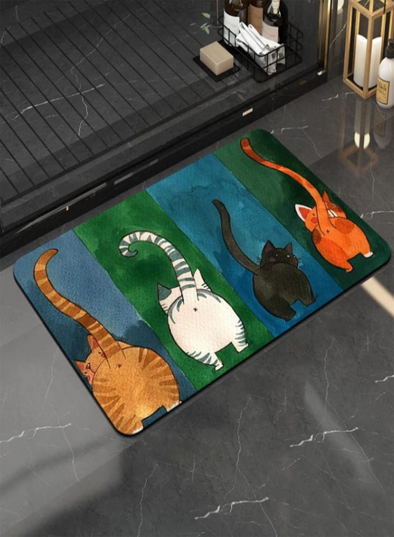 GGOOT Door Mat Cat Non-slip Funny Washable Dirt Catching Mat Outside for Outside/inside Absorbent Personalized Door Mat Durable Short Plush with Wool Felt (80 X 50 Cm), Animal Carpet Floor Mat Non-slip Mat - Image 4