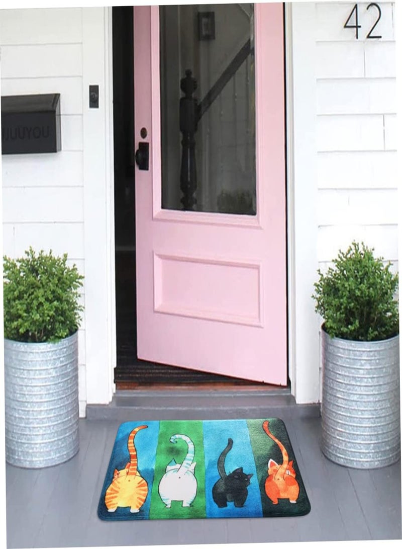 GGOOT Door Mat Cat Non-slip Funny Washable Dirt Catching Mat Outside for Outside/inside Absorbent Personalized Door Mat Durable Short Plush with Wool Felt (80 X 50 Cm), Animal Carpet Floor Mat Non-slip Mat - Image 5
