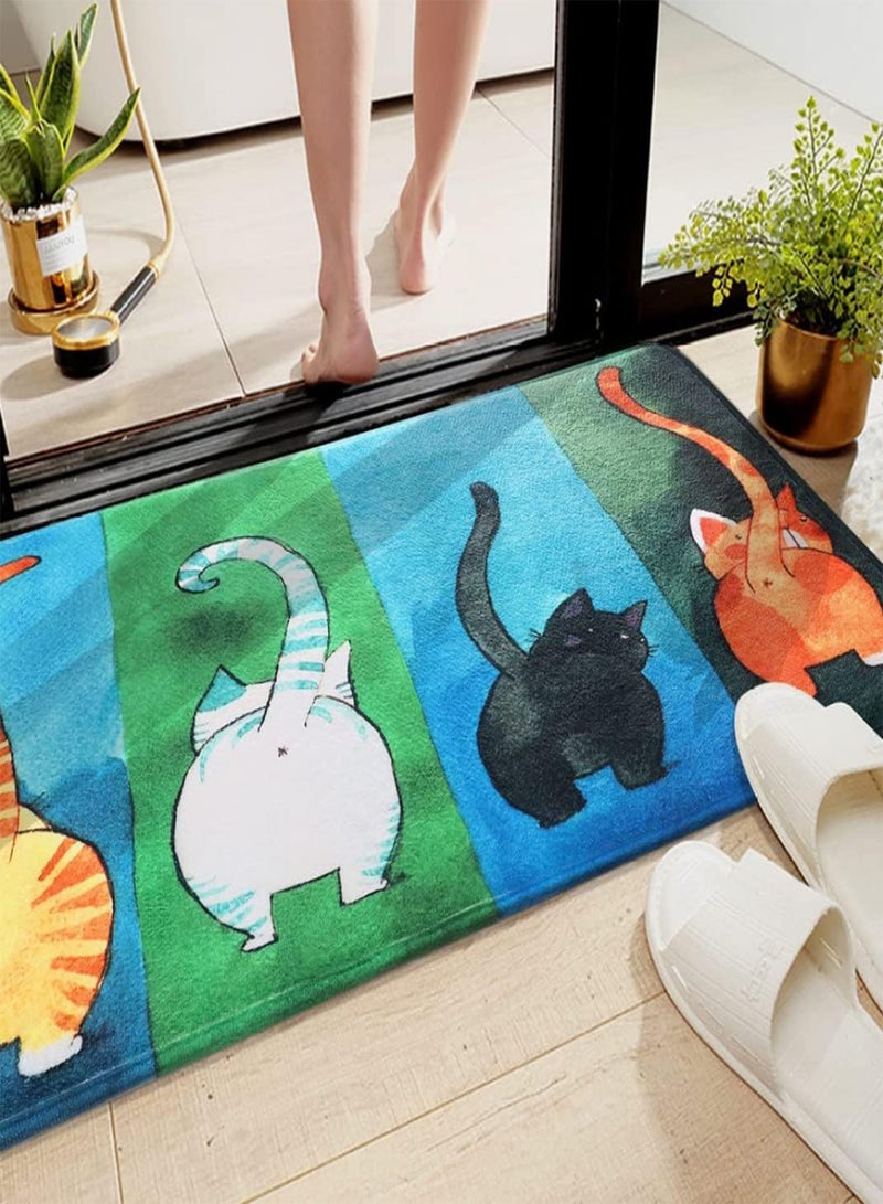GGOOT Door Mat Cat Non-slip Funny Washable Dirt Catching Mat Outside for Outside/inside Absorbent Personalized Door Mat Durable Short Plush with Wool Felt (80 X 50 Cm), Animal Carpet Floor Mat Non-slip Mat - Image 2