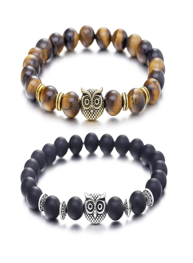 Softones Owl Gifts Owl Bracelets Healing Crystals Bracelet for Women Men Spiritual Energy Beaded Bracelet Set Gifts - Image 1