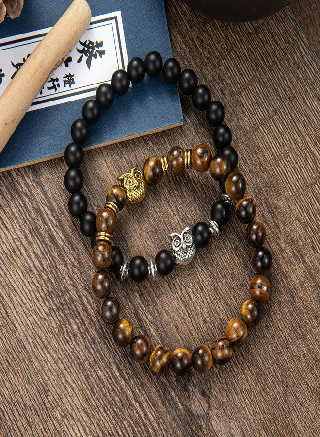 Softones Owl Gifts Owl Bracelets Healing Crystals Bracelet for Women Men Spiritual Energy Beaded Bracelet Set Gifts - Image 3