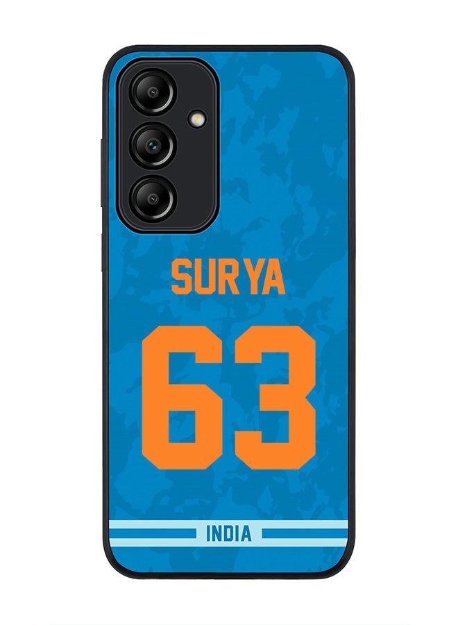 Stylizedd Rugged Black Edge Case for Samsung Galaxy A55, Slim fit Case Thin Cover -  Team India Suryakumar Yadav, Jersey No 63 - Image 1