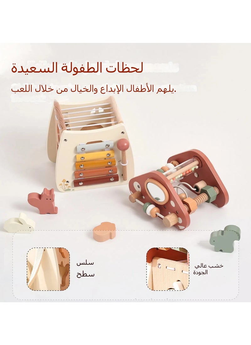 جنرال - لعبة تعليمية للأطفال على شكل فطر، وهي لعبة خمسة في واحد. تتضمن عملية تطبيق الأشكال، وتشغيل البيانو، وتجربة فتح الصناديق المليئة بالجواهر، وكذلك فتح الأبواب. - Image 1