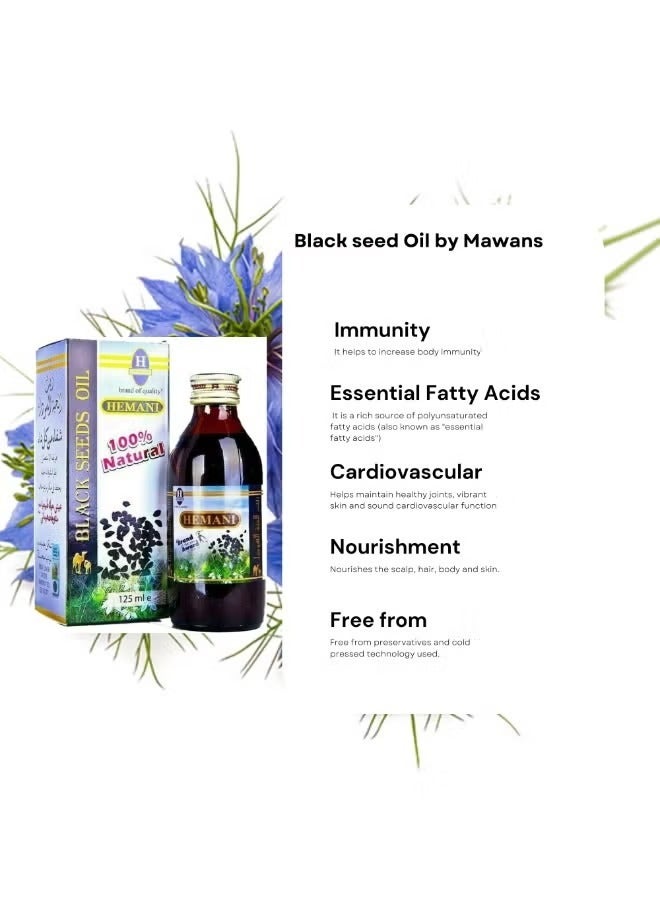 Hemani 100% Natural Black Seed Oil – Herbal Supplement & Skin Hair Care Oil 125ml - Image 2