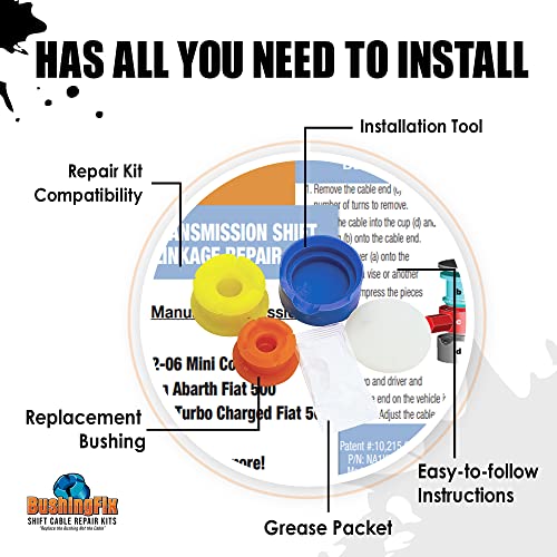BushingFix.com BushingFix NA1Kit Manual Transmission Shift Cable Bushing Repair Kit, Shift Cable Bushing Repair Kit, Compatible with Fiat 500 Manual Transmission Non-Abarth or Turbo Models, Mini Coopers and Porsche - Image 2
