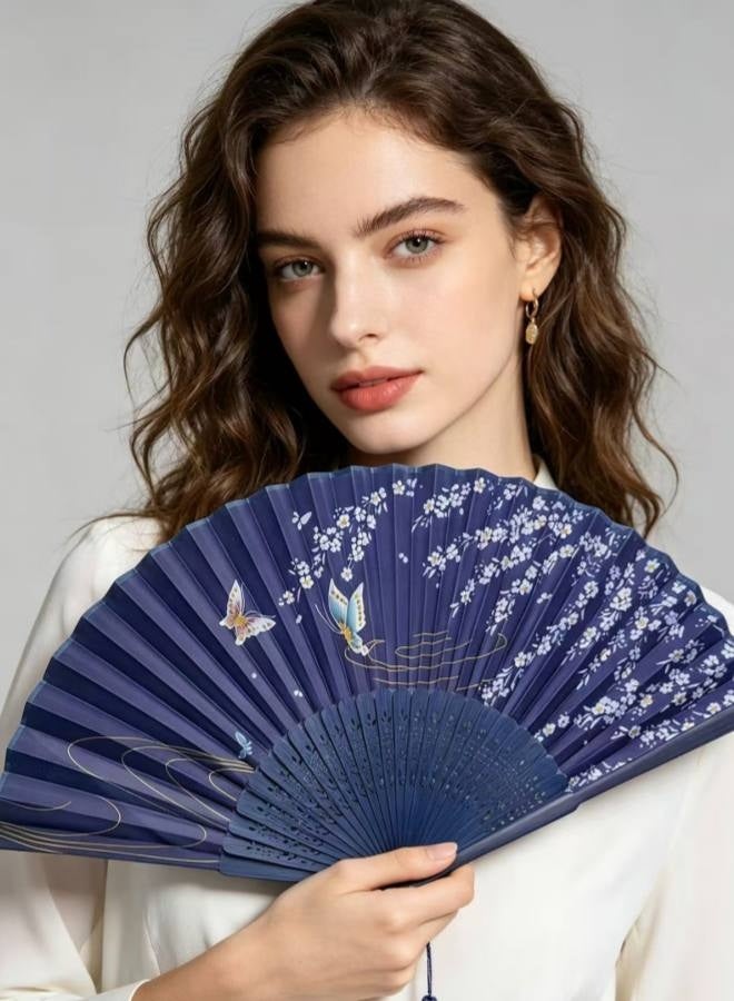 2 pcs Folding Fans — Vintage-Style Bamboo, Wood, and Silk Folding Fans (Chinese & Japanese Styles); Ideal for Weddings, Dance Performances, Church Events, Parties, and as Gifts. - Image 5
