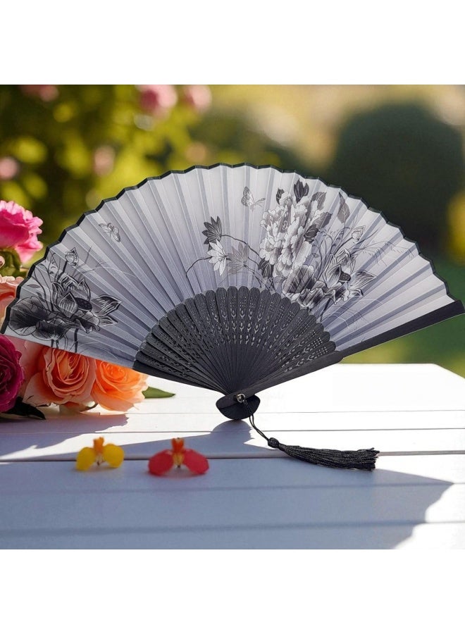 2 pcs Folding Fans — Vintage-Style Bamboo, Wood, and Silk Folding Fans (Chinese & Japanese Styles); Ideal for Weddings, Dance Performances, Church Events, Parties, and as Gifts. - Image 4